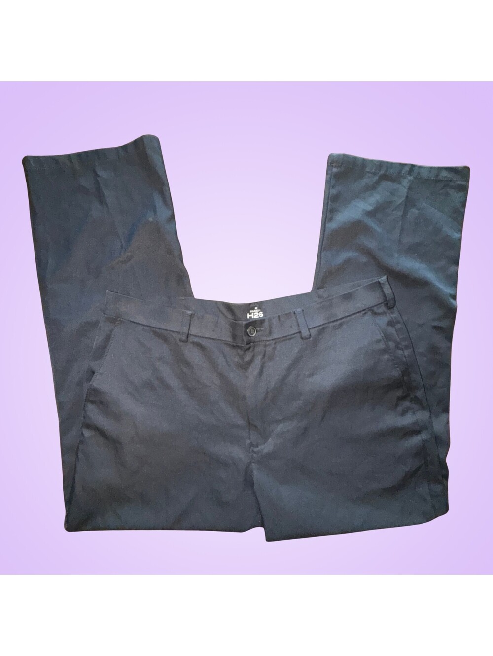 Haggar H26 Men's Black Flat Front Casual Work Pants Size 38x30 Business Casual